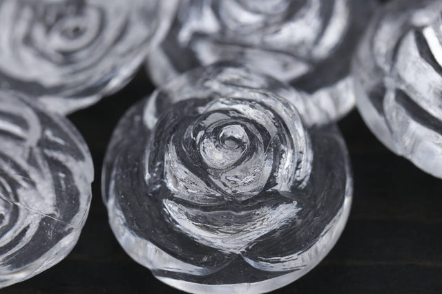 Rose Design Shank Button Clear 27mm