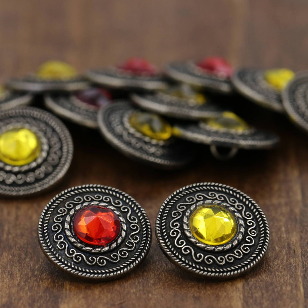 Gemstone Shank Button Gunmetal Vintage