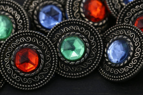 Gemstone Shank Button Gunmetal Vintage