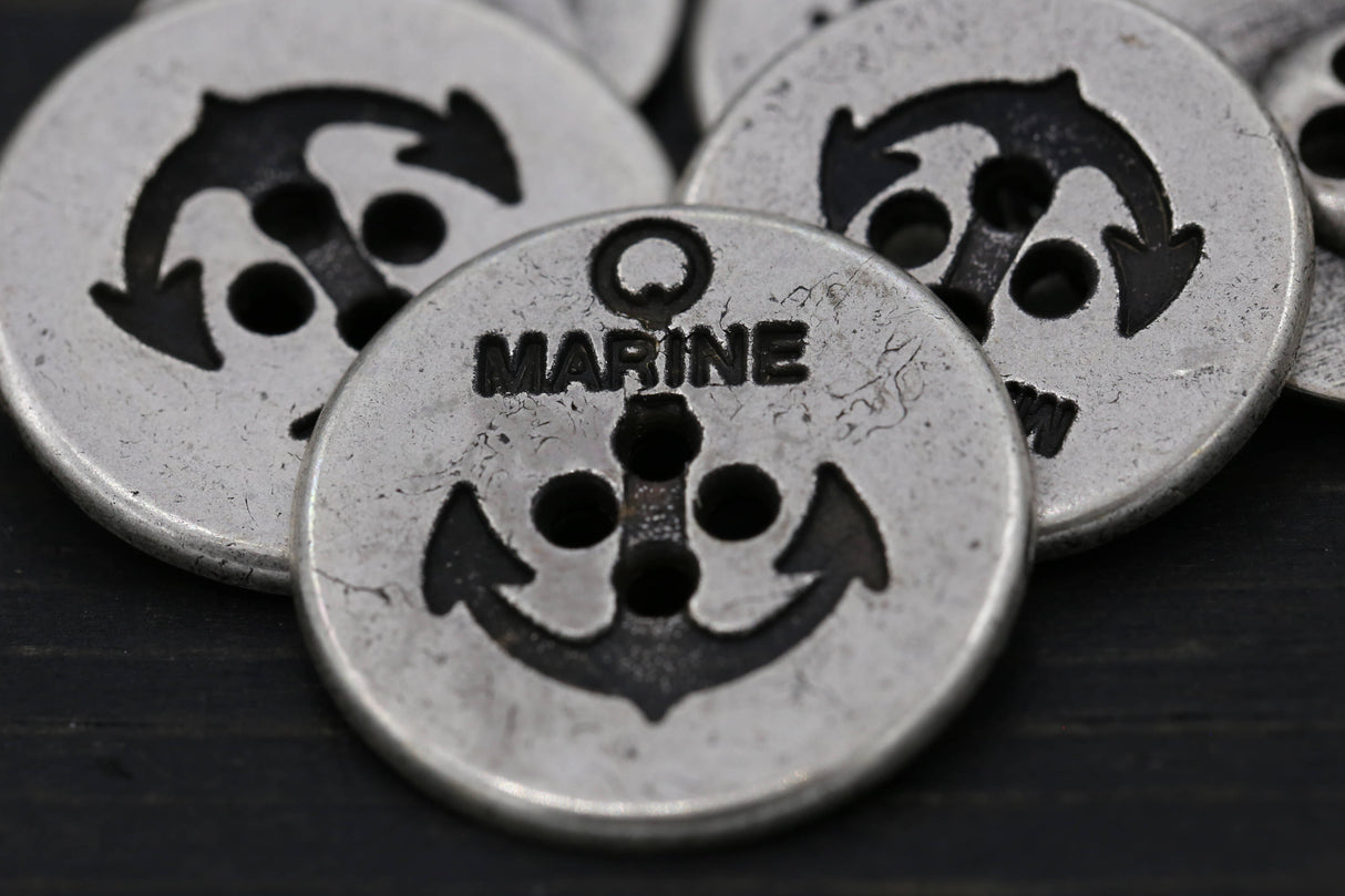 Metal Anchor Button Silver