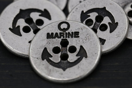Metal Anchor Button Silver