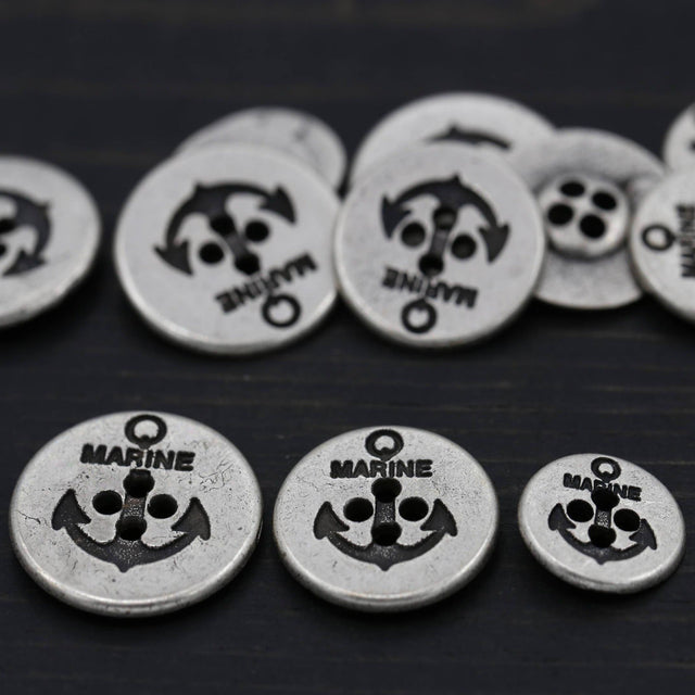 Metal Anchor Button Silver