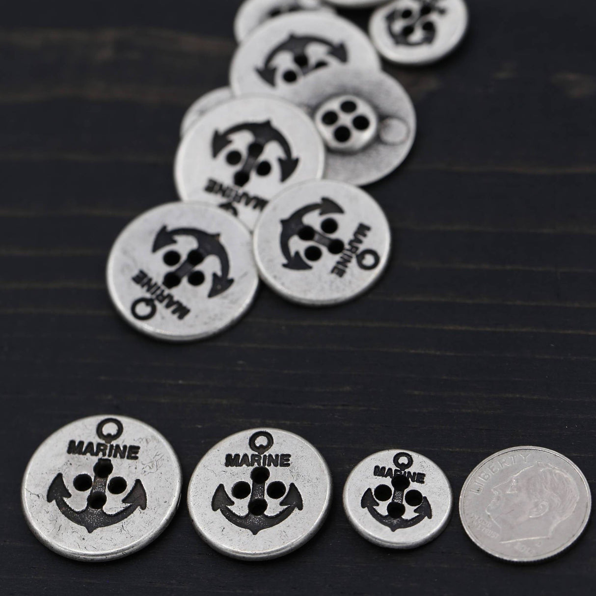 Metal Anchor Button Silver