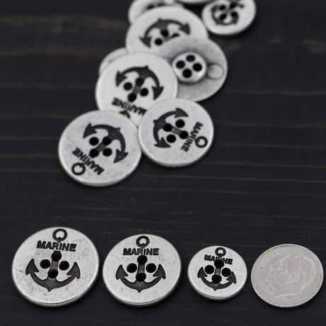 Metal Anchor Button Silver