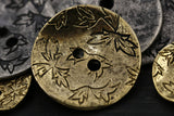 Leaf Metal Button Silver Gold Antique