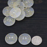 Clear Frosted Gold Glitter Tulip Button