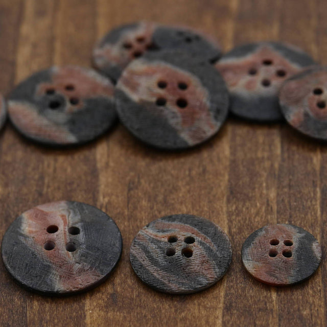Plastic Button Textured Brown 4-Hole