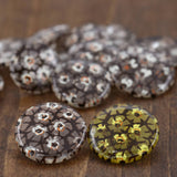 Shank Button Clear Plastic Painted Flowers