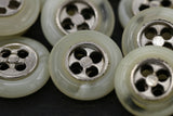 Plastic Beige Button with Silver Metal Center