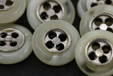 Plastic Beige Button with Silver Metal Center