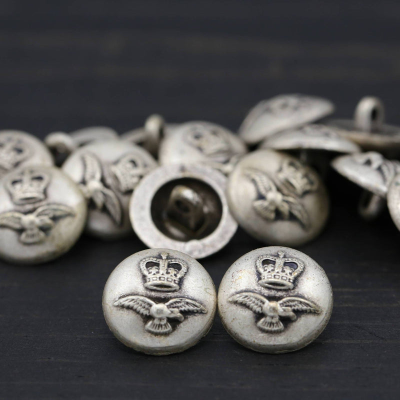 Crown Wings Metal Button