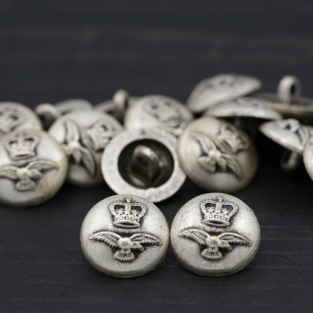 Crown Wings Metal Button