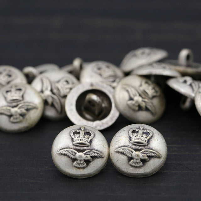 Crown Wings Metal Button