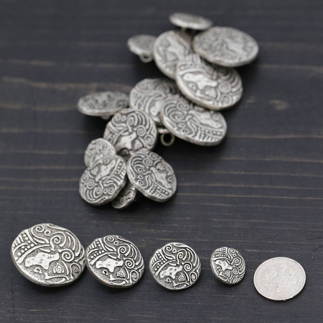 Metal Elephant Button Antique Silver
