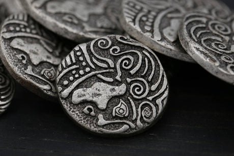 Metal Elephant Button Antique Silver
