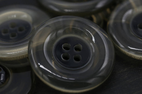 Clear Plastic Button Black Center 18L