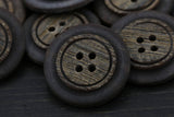 Brown Faux Wood Plastic Button 27mm