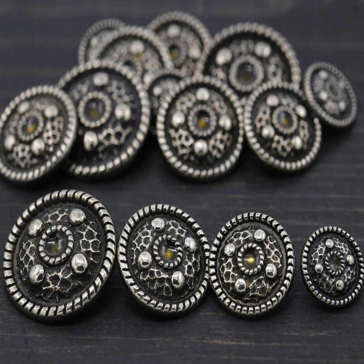 Gothic Metal Button Antique Silver
