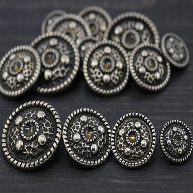 Gothic Metal Button Antique Silver