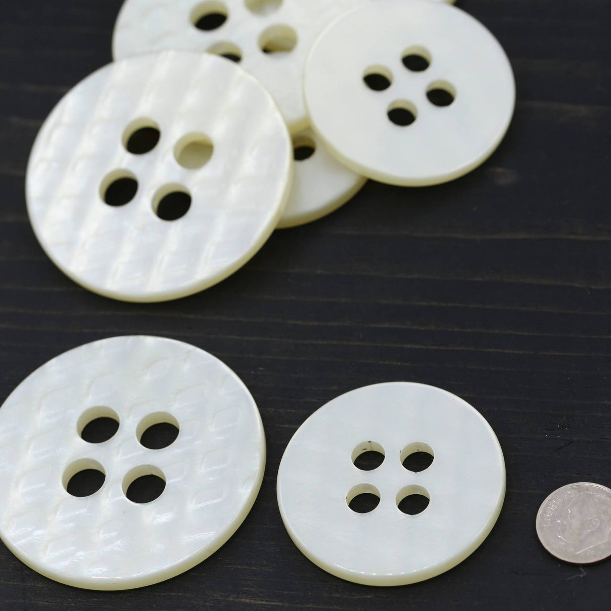 Oversized Plastic Button Ivory 4-Hole