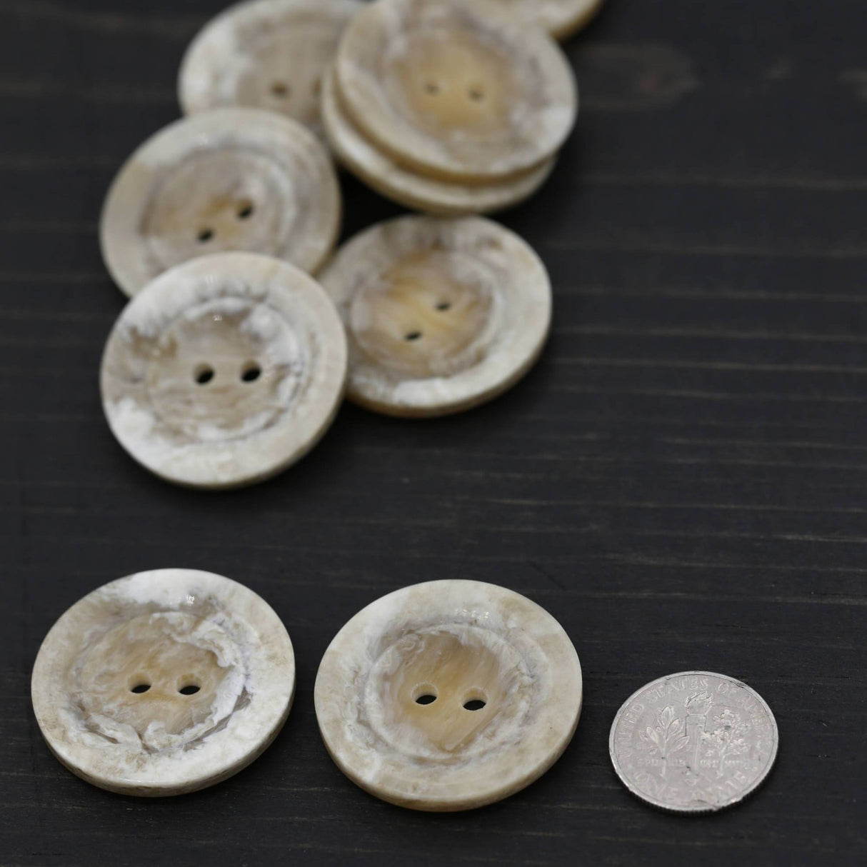 Plastic Button 4 Beige Weathered Cement 27mm