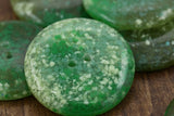 Plastic Button Green Speckled 1.5in