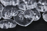 Heart Plastic Button Clear Crystal