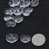 Heart Plastic Button Clear Crystal
