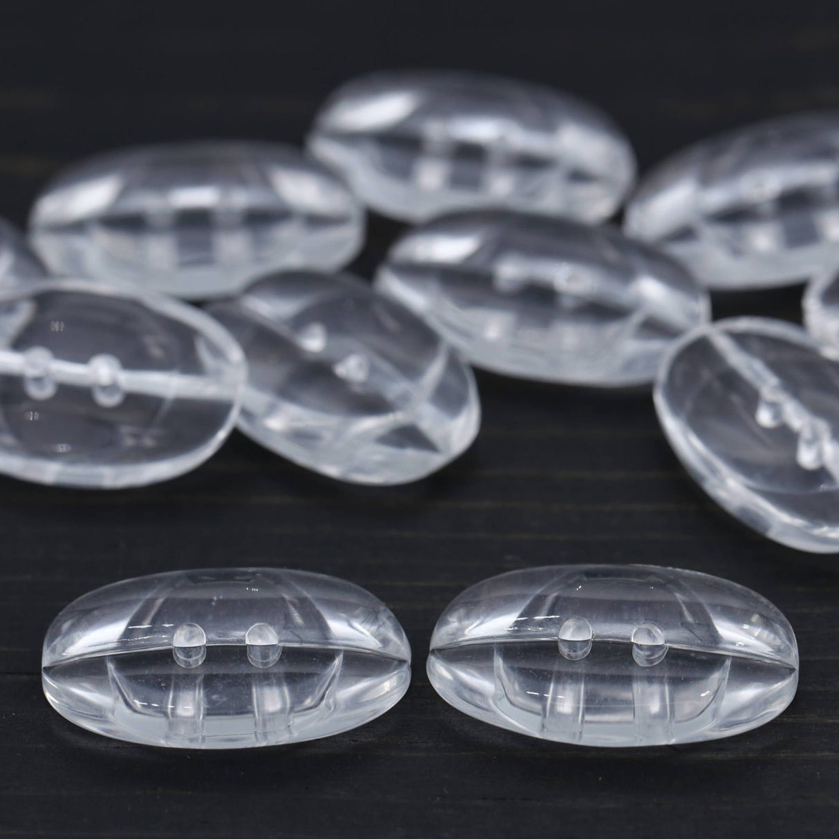 Clear Plastic Oval Button 31mm x 20mm
