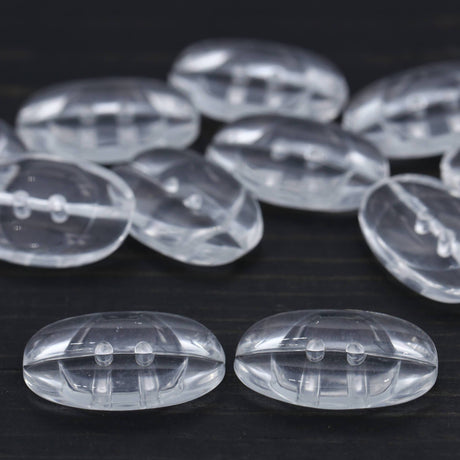 Clear Plastic Oval Button 31mm x 20mm