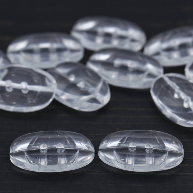Clear Plastic Oval Button 31mm x 20mm