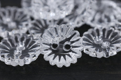 Clear Plastic Flower Button 1 Dozen