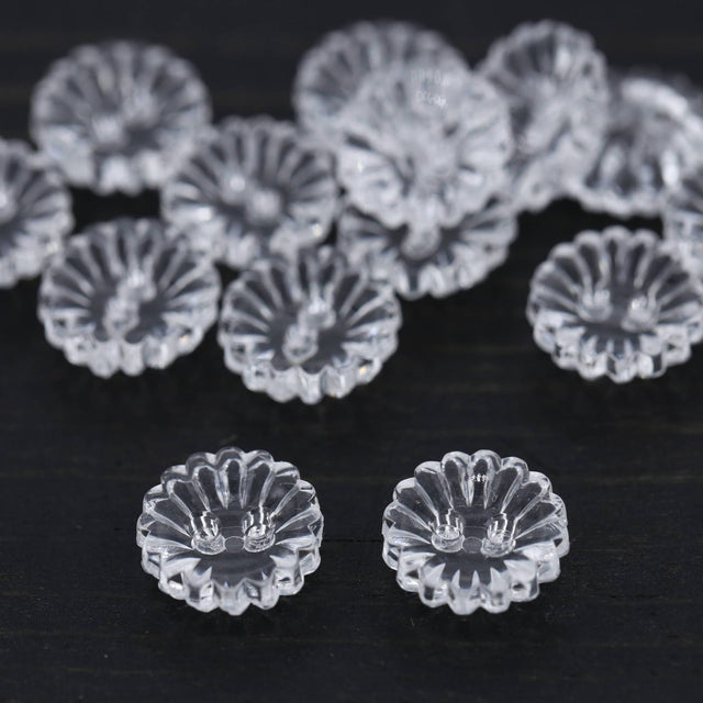 Clear Plastic Flower Button 1 Dozen