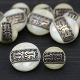 Shank Button Ivory Pearly Shell Silver Center