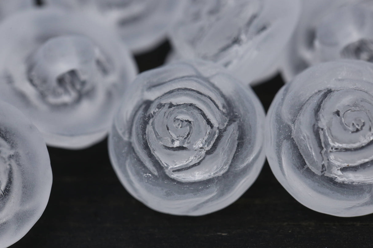 Rose Design Shank Button Clear 27mm