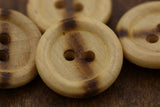 Wooden Button Burnt Center Flat