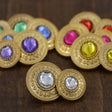 Gemstone Shank Button 15mm Gold Metal