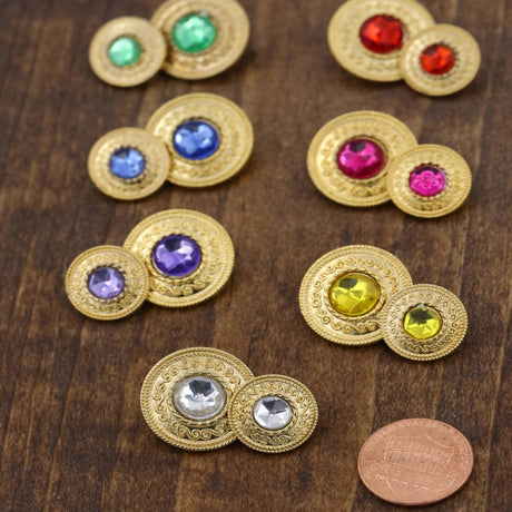 Gemstone Shank Button 15mm Gold Metal