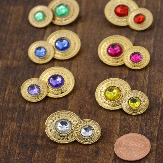 Gemstone Shank Button 15mm Gold Metal