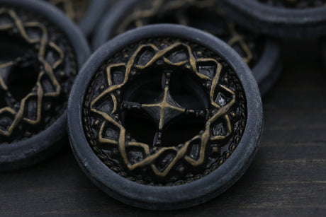 Plastic Button Antique Brass Center Charcoal 23mm