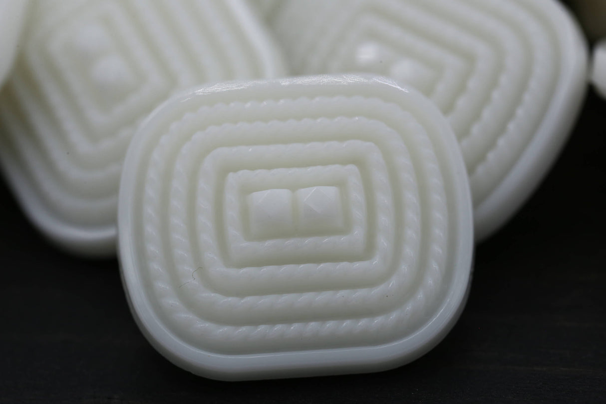 Rectangular Shank Button White 19mm x 21mm
