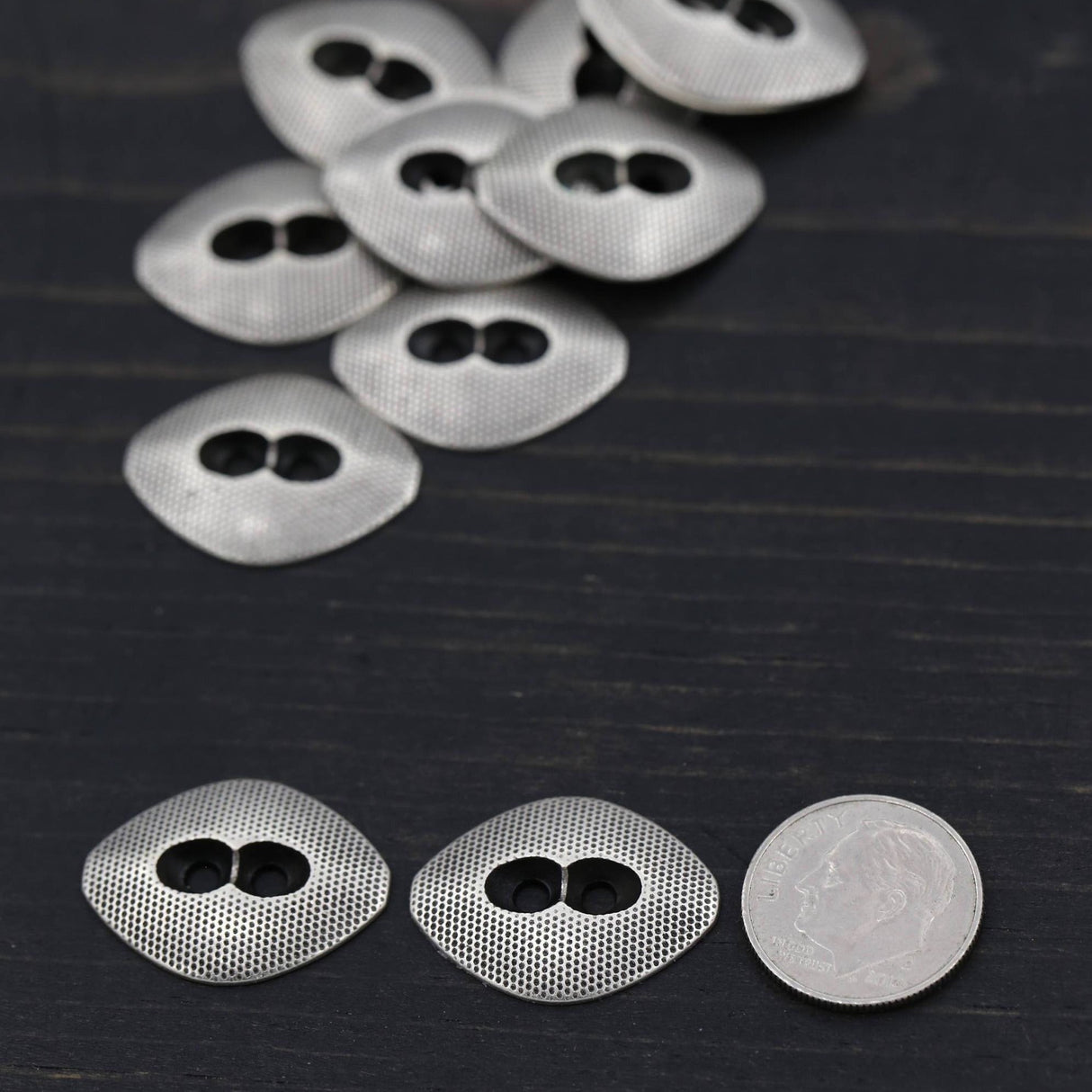 Metal Button Silver Rhombus 17mm x 23mm