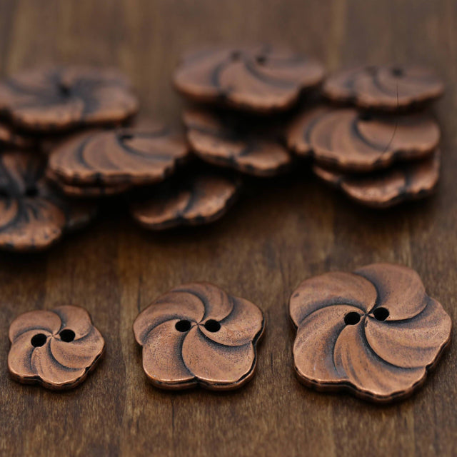 Copper Hibiscus Flower Metal Button