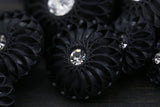 Rhinestone Button Black Plastic