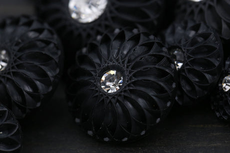 Rhinestone Button Black Plastic