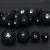 Rhinestone Button Black Plastic