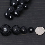 Rhinestone Button Black Plastic