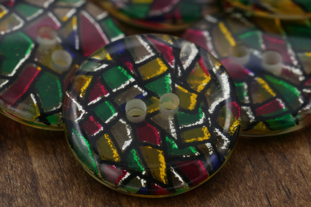 Art Deco Plastic Button 27mm Gold Glitter
