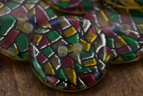 Art Deco Plastic Button 27mm Gold Glitter