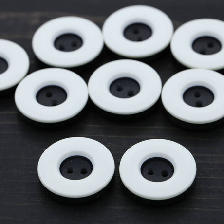 Plastic Button Black White 18mm 2-Hole